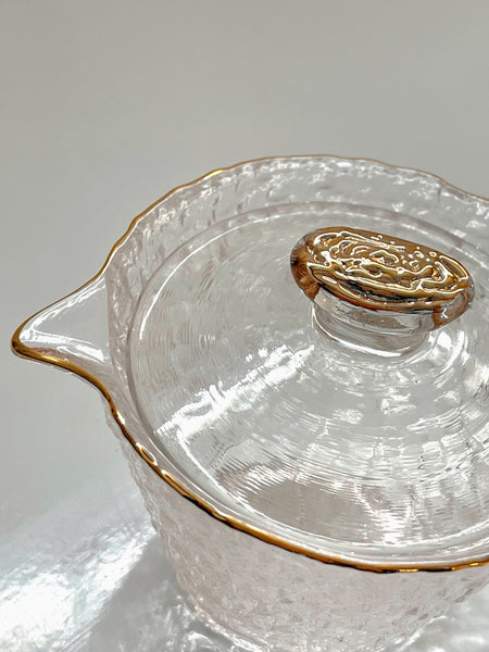 Golden trim glass gaiwan tea set