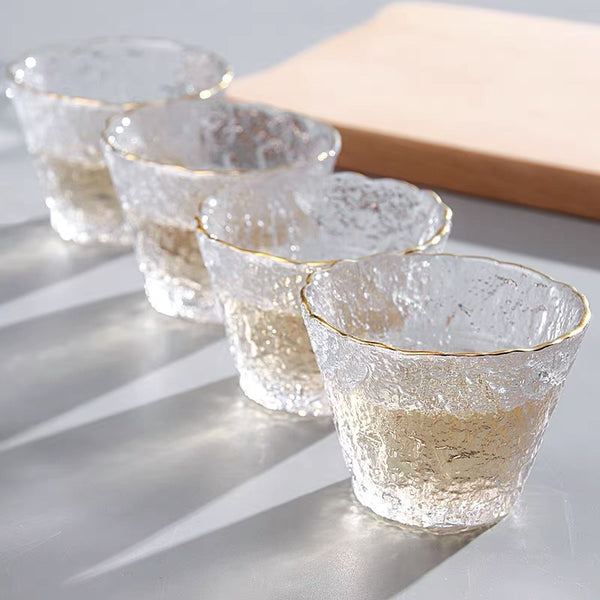Golden trim glass gaiwan tea set