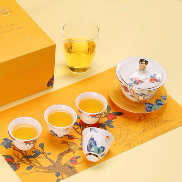 Golden tree gaiwan tea set
