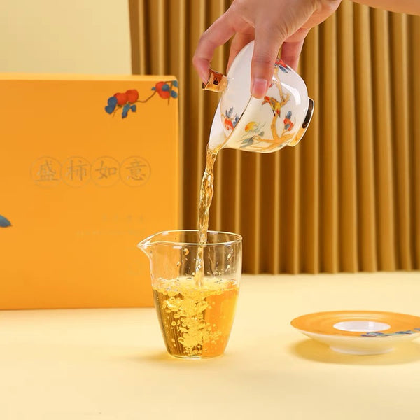 Golden tree gaiwan tea set