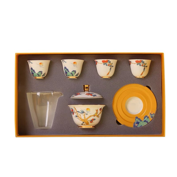 Golden tree gaiwan tea set