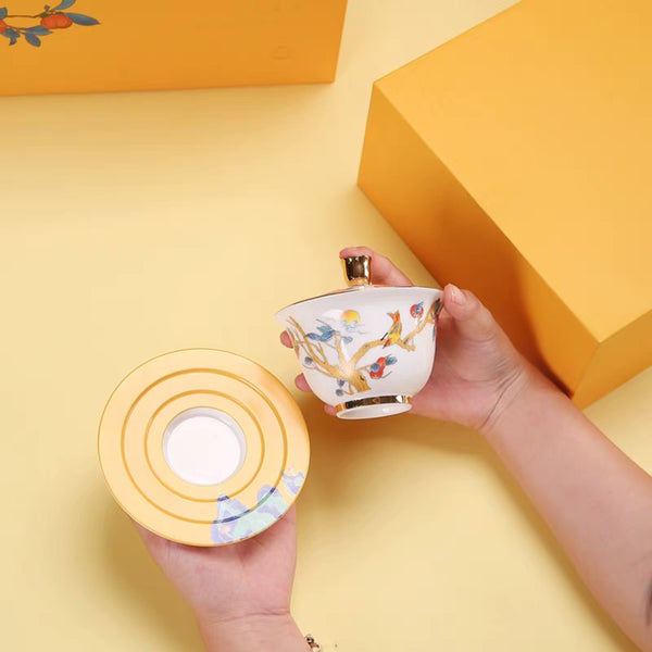 Golden tree gaiwan tea set