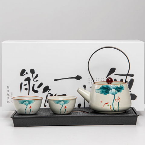 Lotus Bloom Ru Yao Tea Pot Set