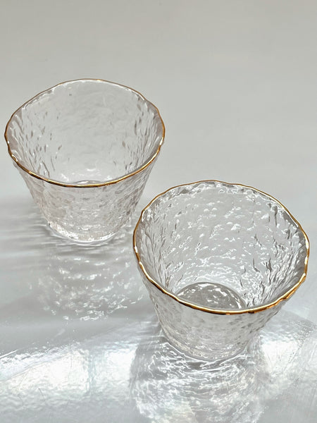 Golden trim glass gaiwan tea set